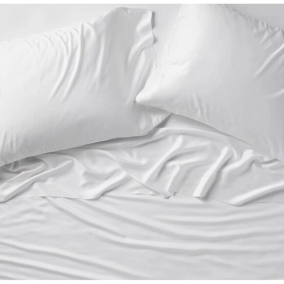 Queen 400 Thread Count Rayon from Bamboo Sheet Set White - Casaluna